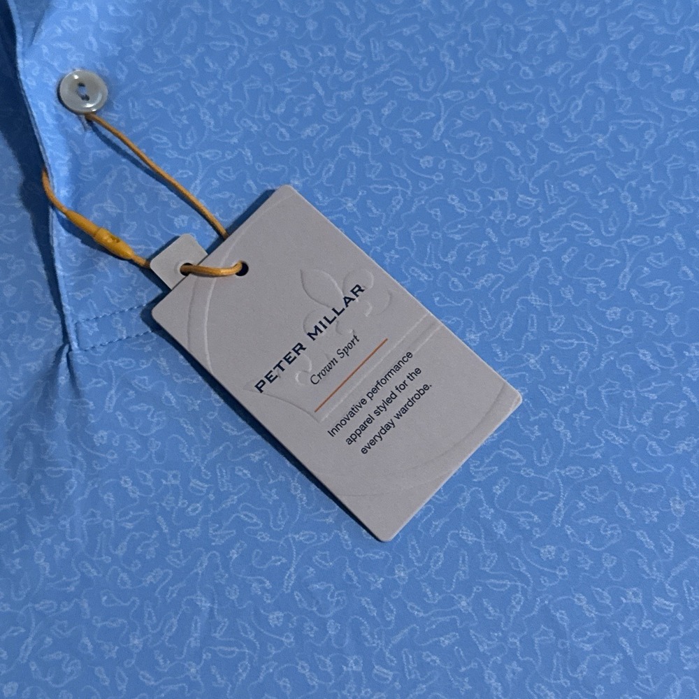 Peter Millar Featherweight Cottage Blue Nautical Knots Golf Polo Men's Size 2XL